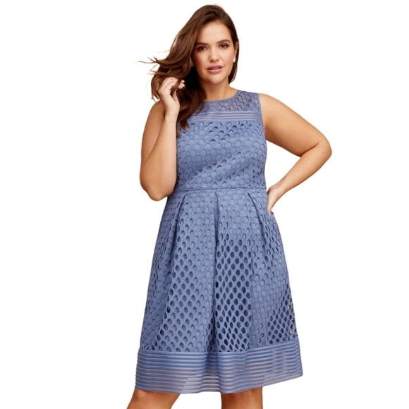Lane Bryant Dresses & Skirts - NWT Lane Bryant Sleeveless Geo Lace Mesh Sz 28P Fit & Flare Dress